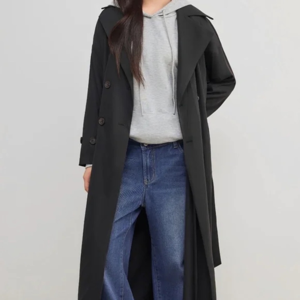 Cider full length trench coat black Small